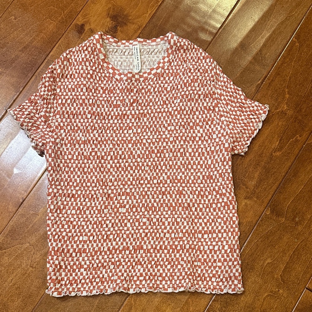 American Eagle Outfitters Red and White Checkered Top